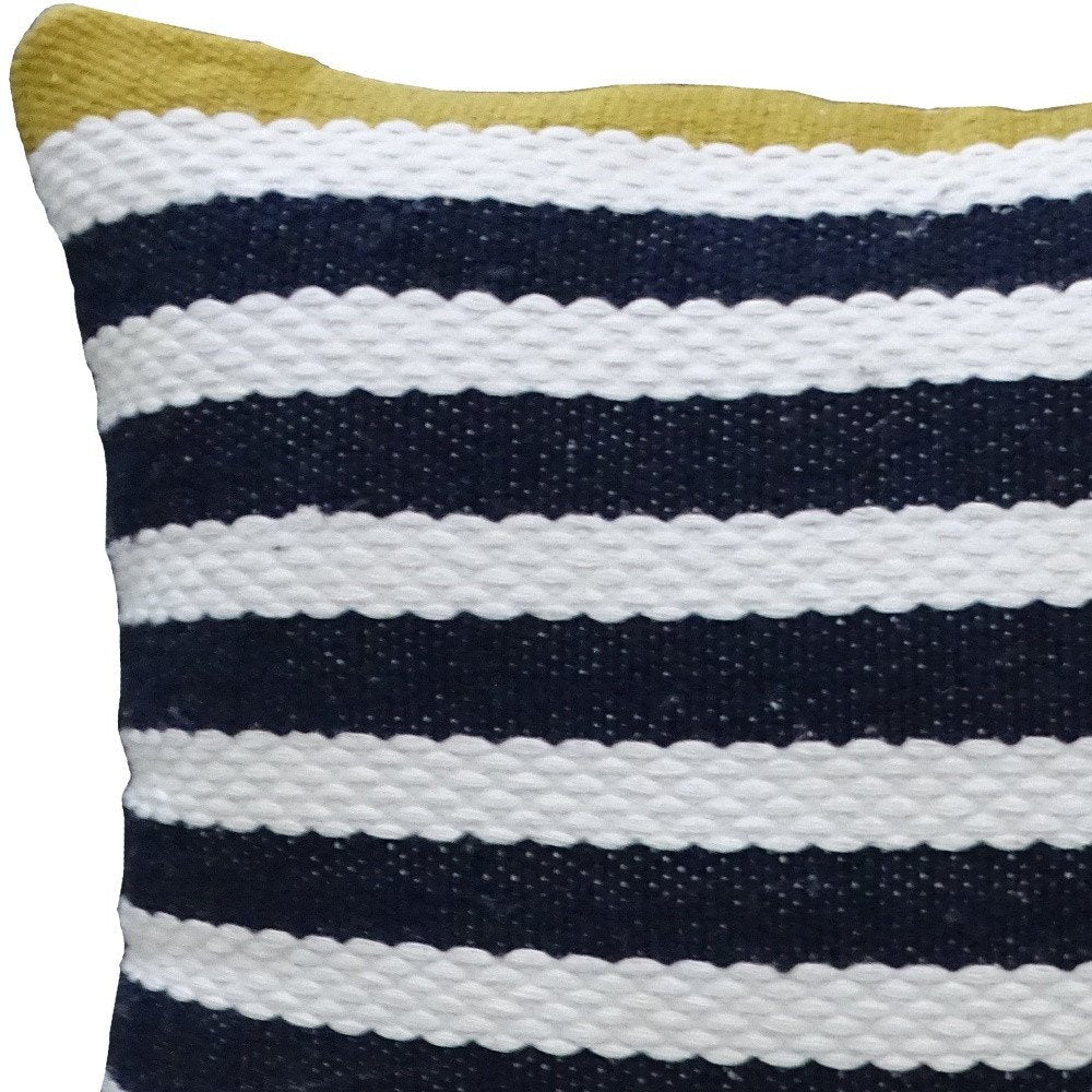14" X 20" Black And Yellow Zippered Striped Indoor Outdoor Throw Pillow — view 10