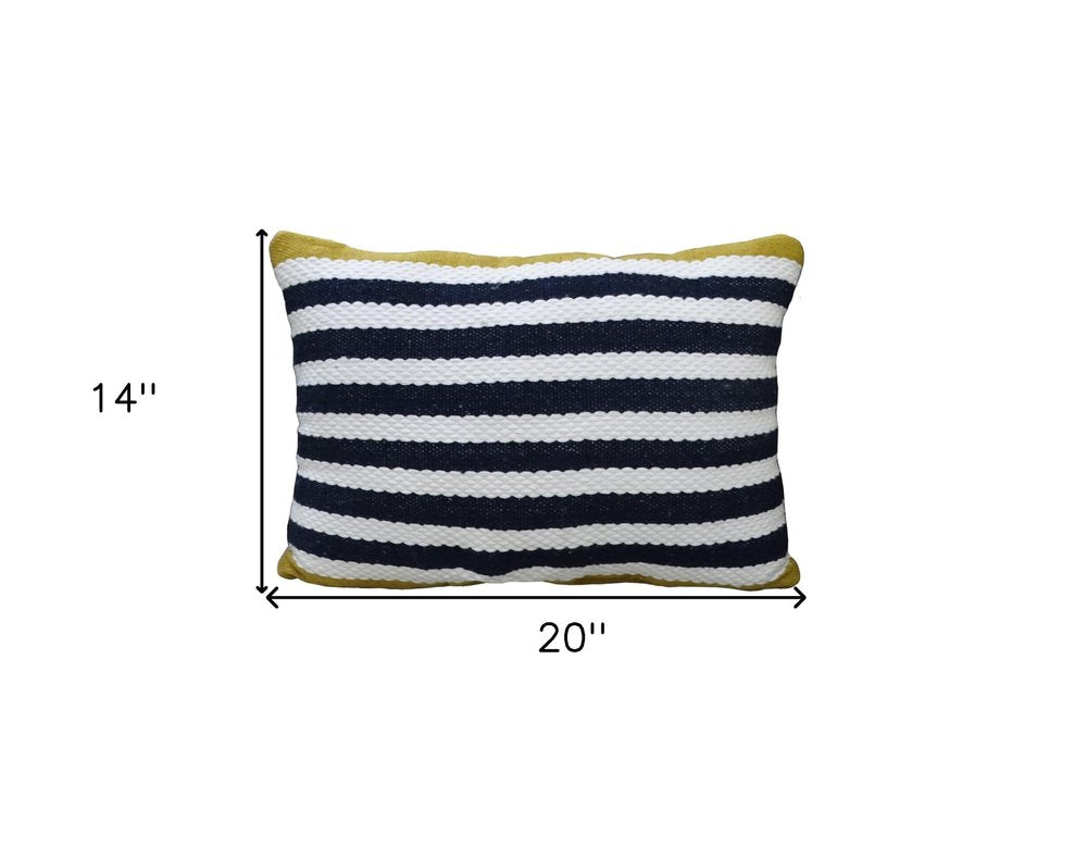 14" X 20" Black And Yellow Zippered Striped Indoor Outdoor Throw Pillow — view 11