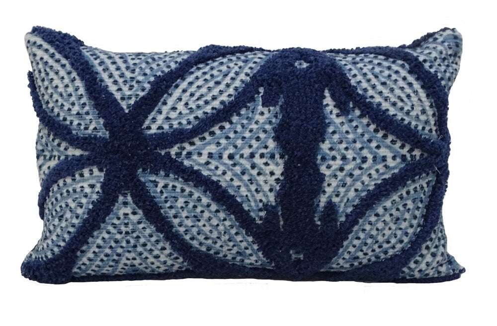 14" X 24" Blue And Light Blue Zippered Cotton Blend Trellis Throw Pillow — view 4