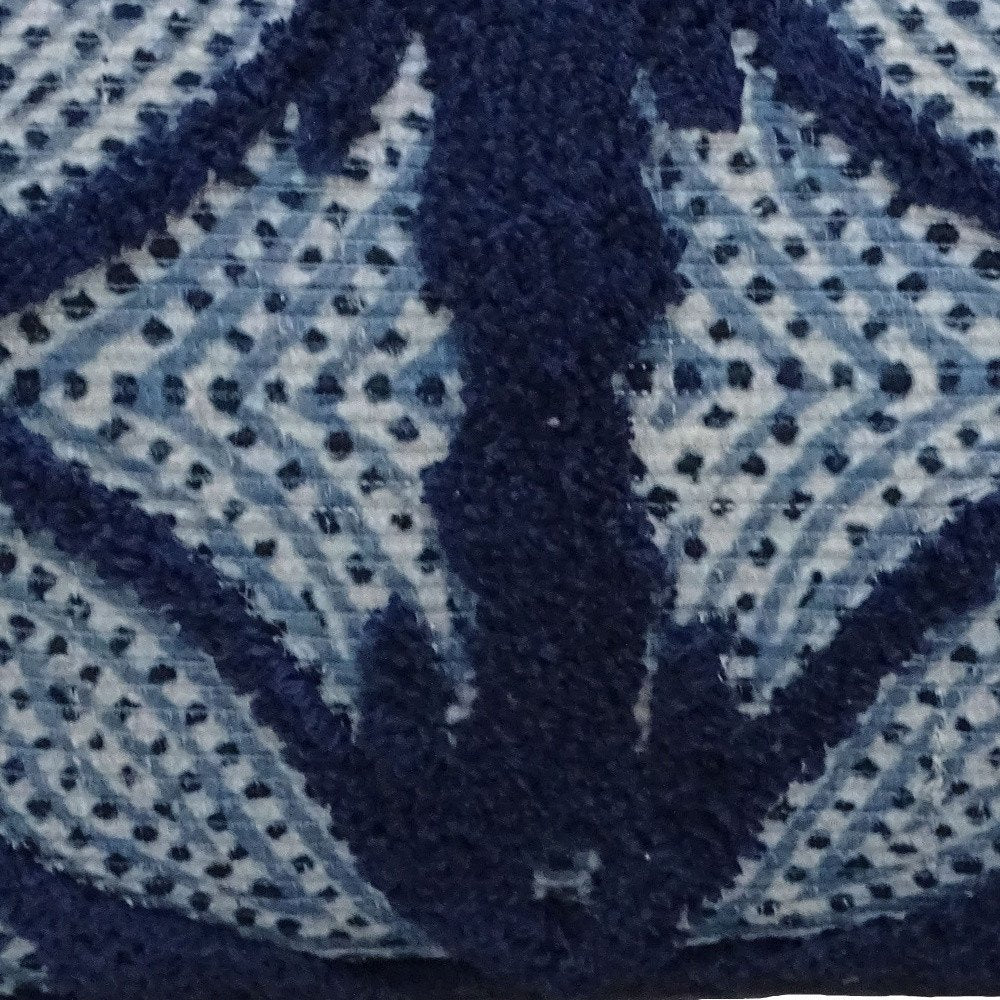 14" X 24" Blue And Light Blue Zippered Cotton Blend Trellis Throw Pillow — view 6