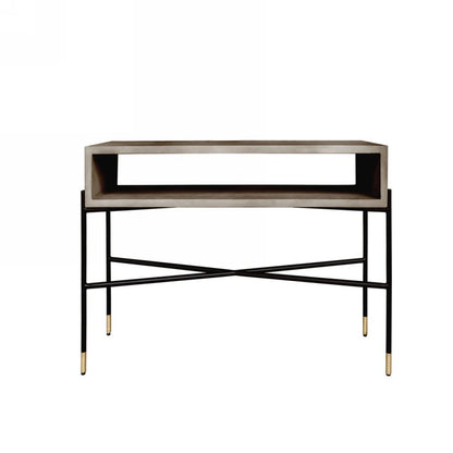 45" Gray and Black Concrete and Iron Console Table HomeRoots