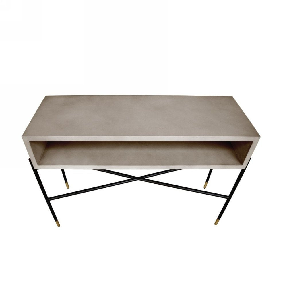 45" Gray and Black Concrete and Iron Console Table HomeRoots