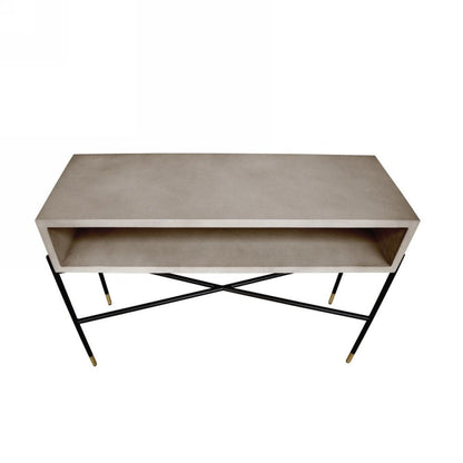 45" Gray and Black Concrete and Iron Console Table HomeRoots