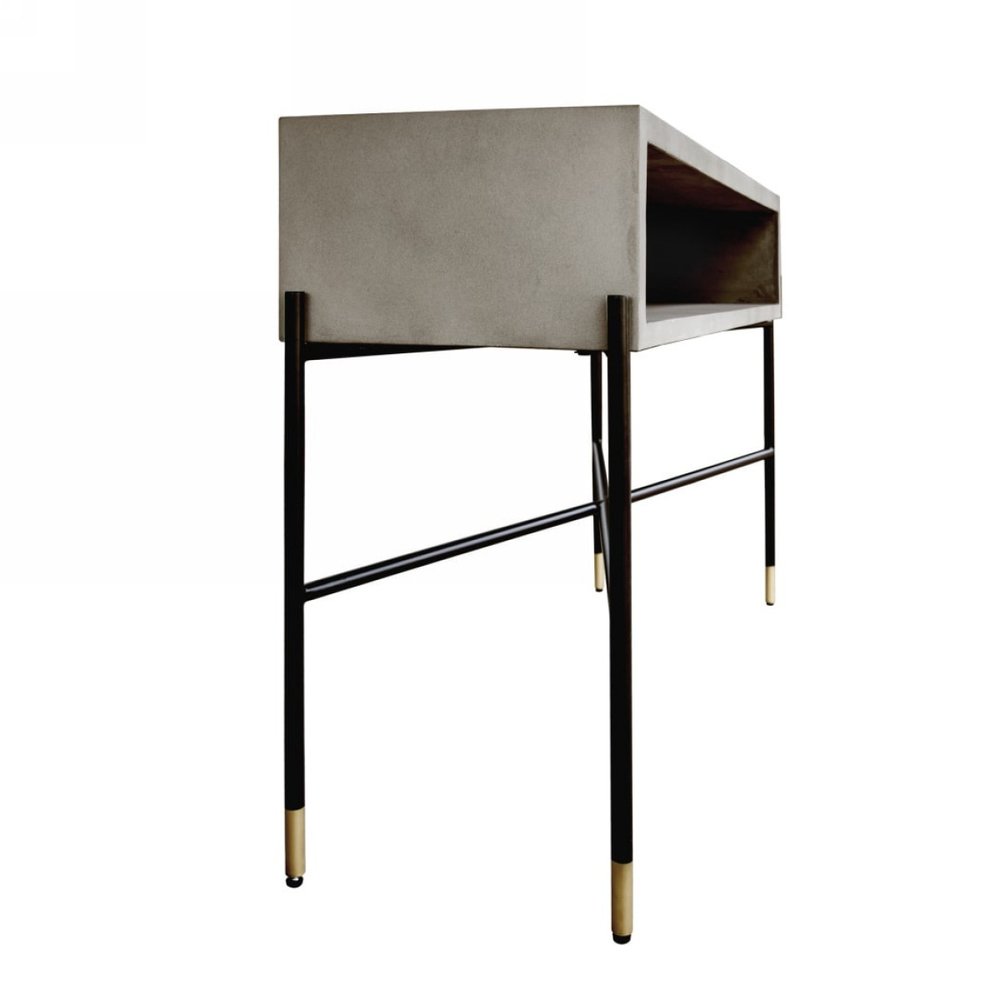45" Gray and Black Concrete and Iron Console Table HomeRoots