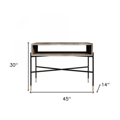 45" Gray and Black Concrete and Iron Console Table HomeRoots