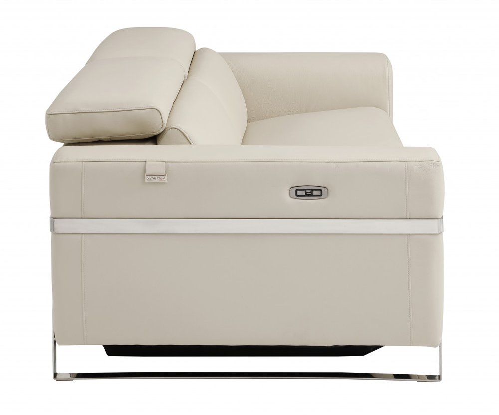 41" Beige Italian Leather Power Recliner Chair HomeRoots