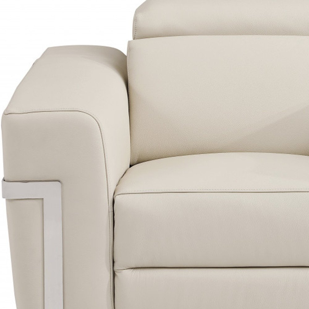 41" Beige Italian Leather Power Recliner Chair HomeRoots