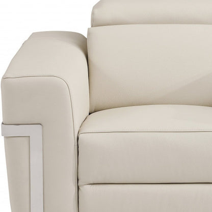 41" Beige Italian Leather Power Recliner Chair HomeRoots