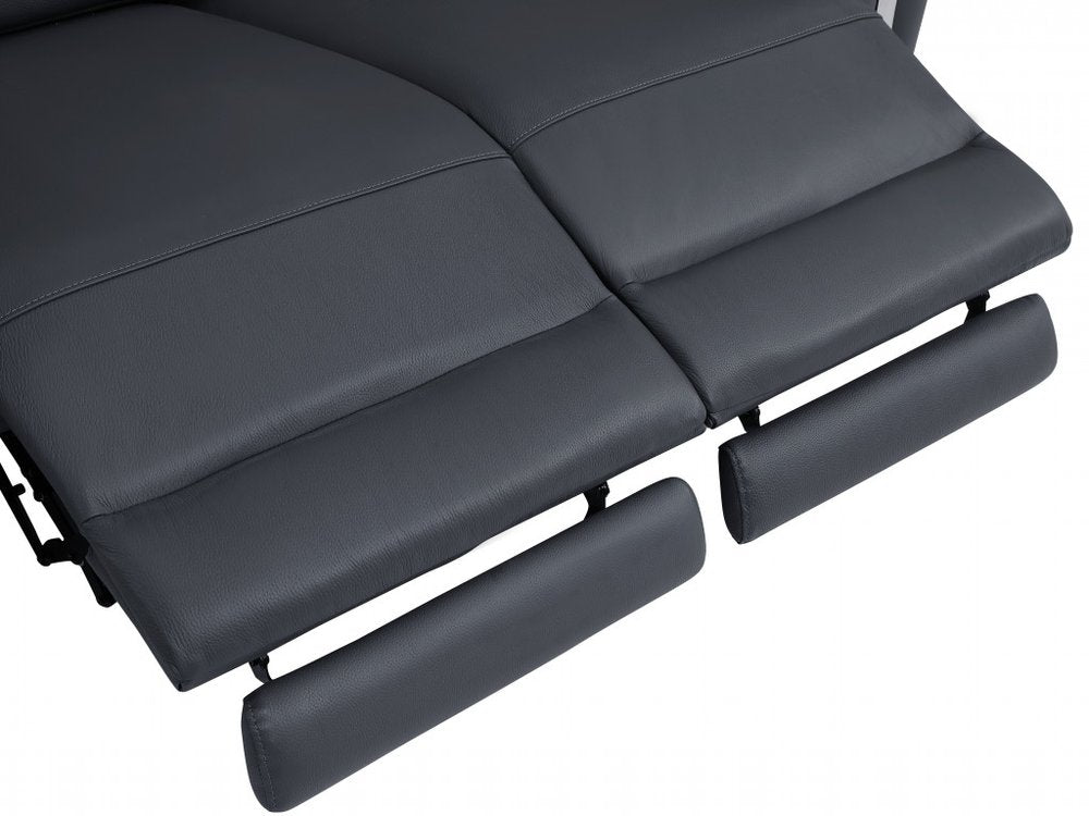 41" Dark Gray Italian Leather Power Recliner Chair HomeRoots