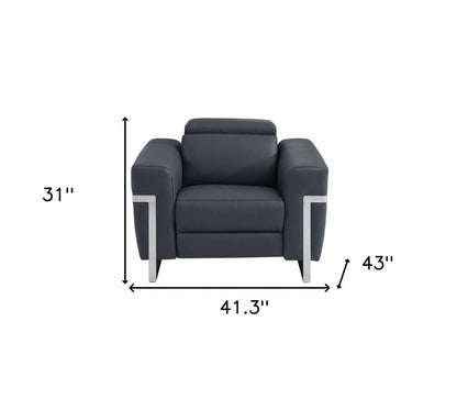 41" Dark Gray Italian Leather Power Recliner Chair HomeRoots