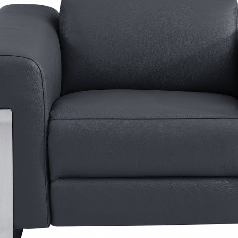 41" Dark Gray Italian Leather Power Recliner Chair HomeRoots