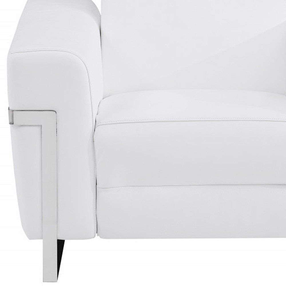 41" White Italian Leather Power Recliner Chair HomeRoots