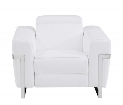 41" White Italian Leather Power Recliner Chair HomeRoots