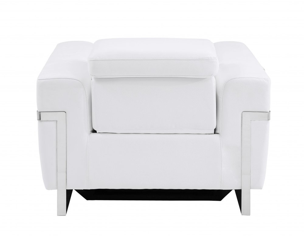 41" White Italian Leather Power Recliner Chair HomeRoots