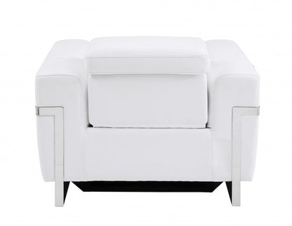 41" White Italian Leather Power Recliner Chair HomeRoots
