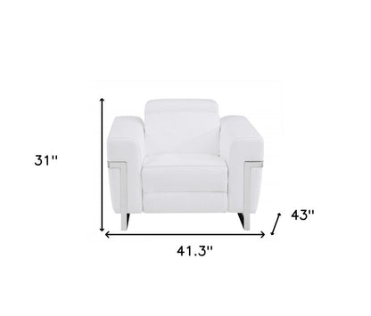 41" White Italian Leather Power Recliner Chair HomeRoots