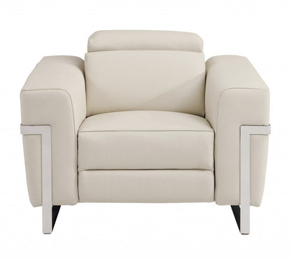 41" Beige Italian Leather Power Recliner Chair HomeRoots