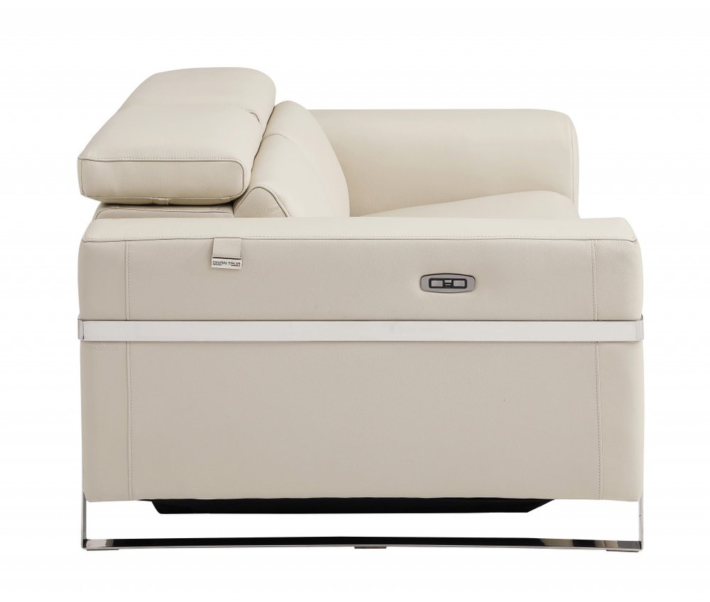 41" Beige Italian Leather Power Recliner Chair HomeRoots