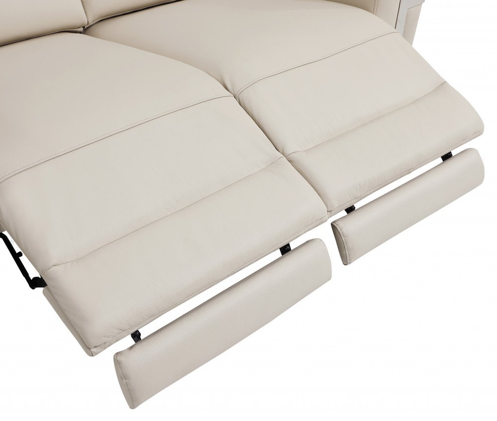 41" Beige Italian Leather Power Recliner Chair HomeRoots