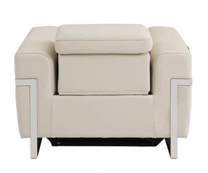 41" Beige Italian Leather Power Recliner Chair HomeRoots