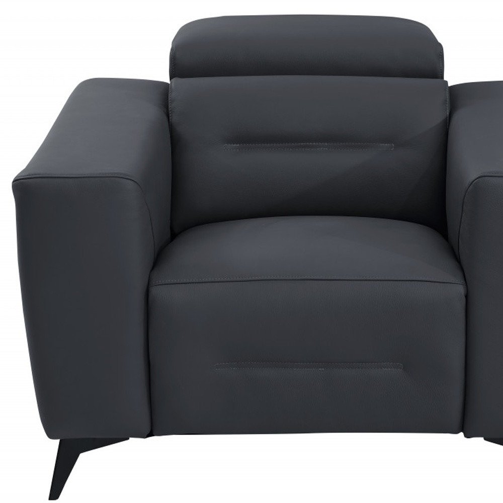 41" Dark Gray Italian Leather Power Recliner Chair HomeRoots