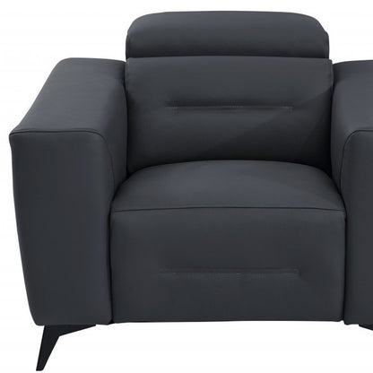 41" Dark Gray Italian Leather Power Recliner Chair HomeRoots