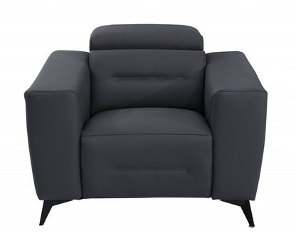 41" Dark Gray Italian Leather Power Recliner Chair HomeRoots