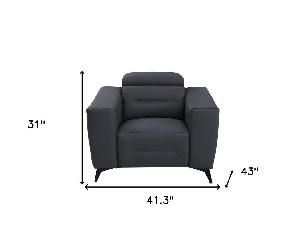 41" Dark Gray Italian Leather Power Recliner Chair HomeRoots