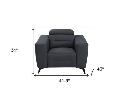 41" Dark Gray Italian Leather Power Recliner Chair HomeRoots