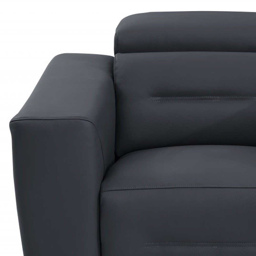 41" Dark Gray Italian Leather Power Recliner Chair HomeRoots