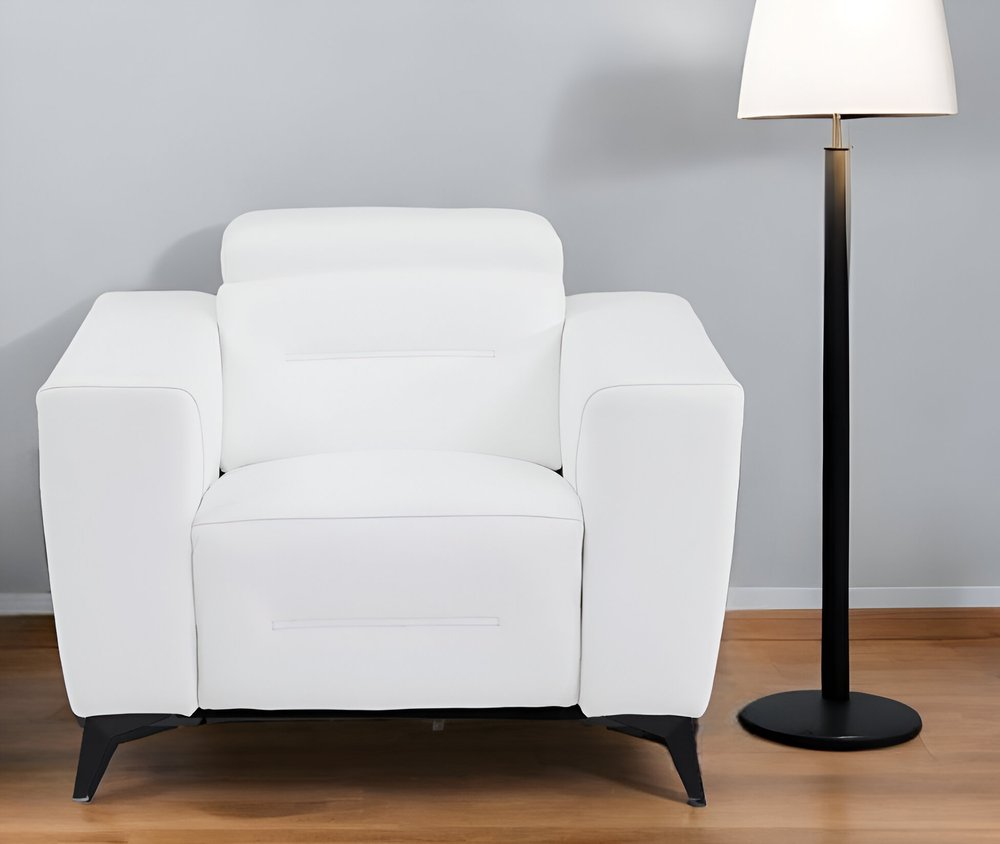 41" White Italian Leather Power Recliner Chair HomeRoots