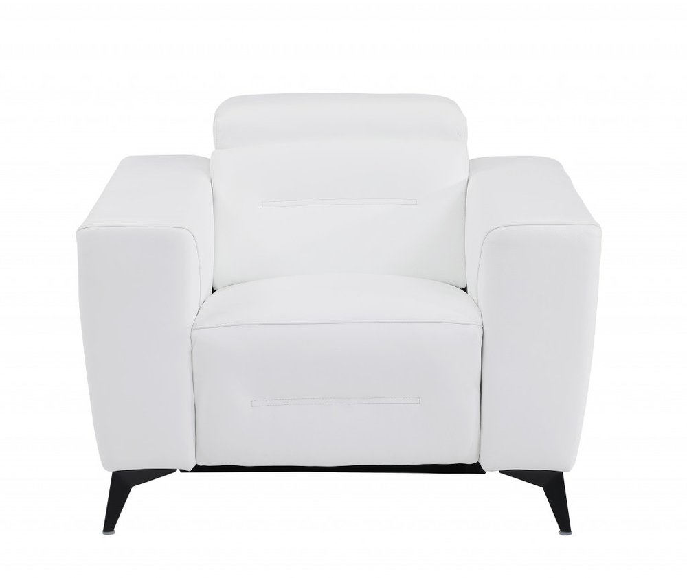 41" White Italian Leather Power Recliner Chair HomeRoots