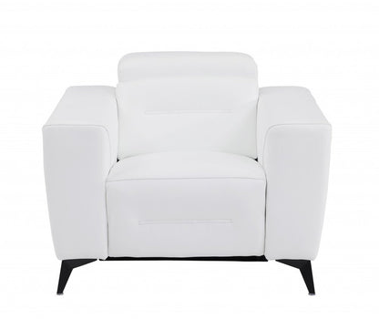 41" White Italian Leather Power Recliner Chair HomeRoots