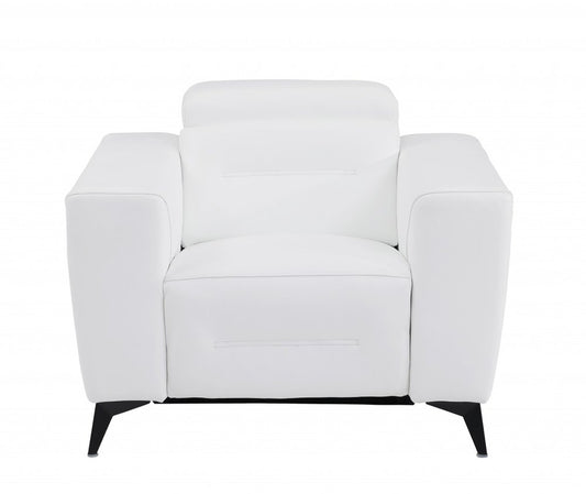 41" White Italian Leather Power Recliner Chair HomeRoots