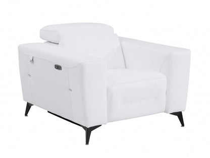 41" White Italian Leather Power Recliner Chair HomeRoots