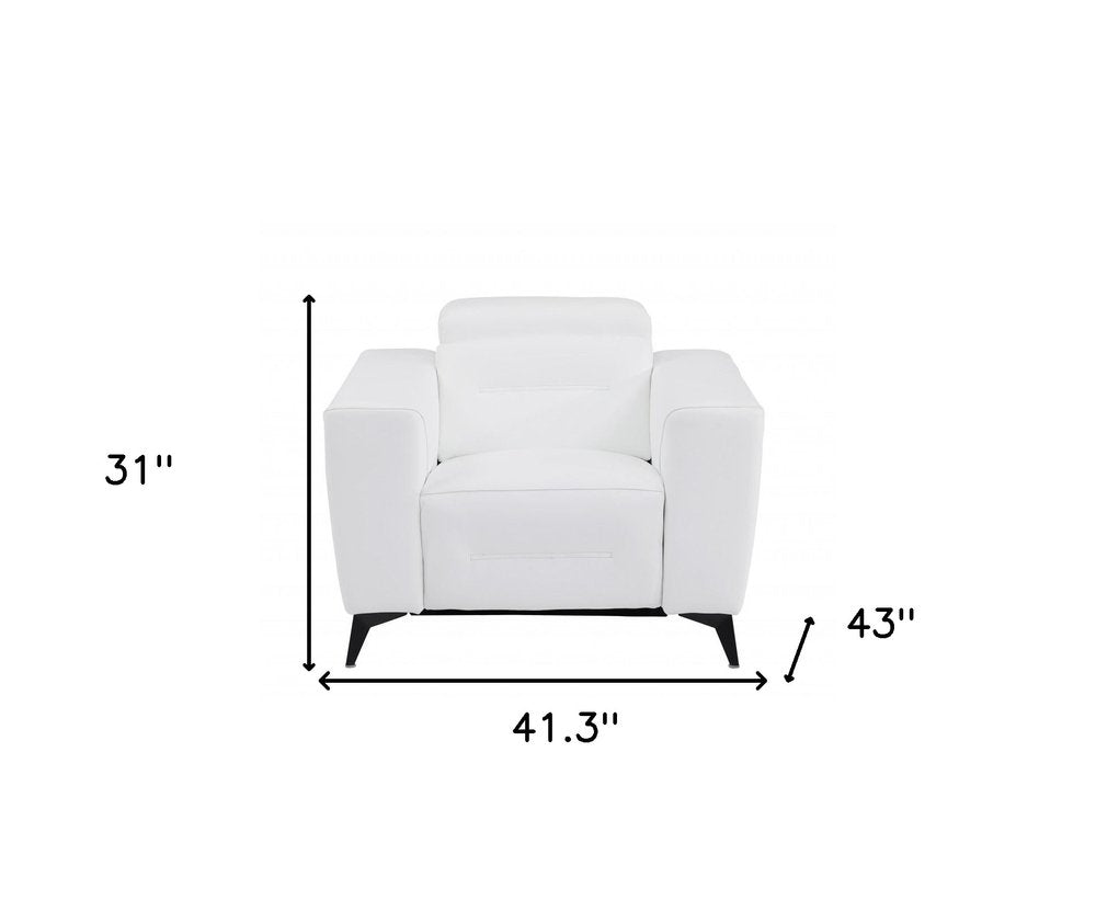 41" White Italian Leather Power Recliner Chair HomeRoots