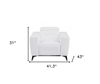 41" White Italian Leather Power Recliner Chair HomeRoots