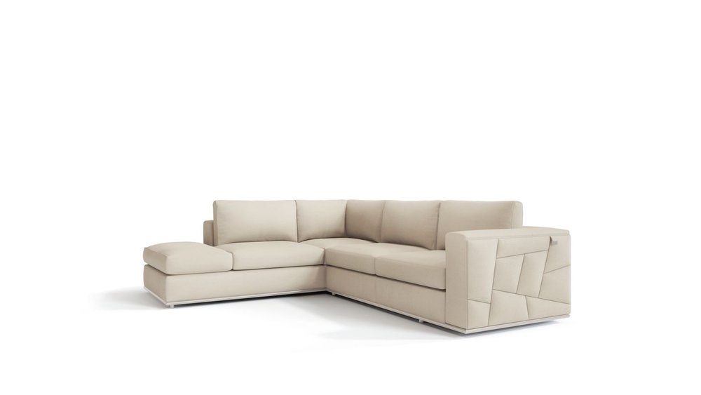 Beige Italian Leather Reclining L Shaped Two Piece Corner Sectional HomeRoots