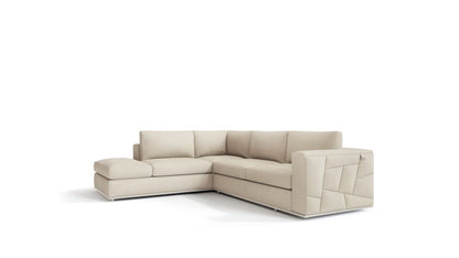 Beige Italian Leather Reclining L Shaped Two Piece Corner Sectional HomeRoots