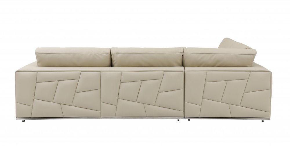 Beige Italian Leather Reclining L Shaped Two Piece Corner Sectional HomeRoots