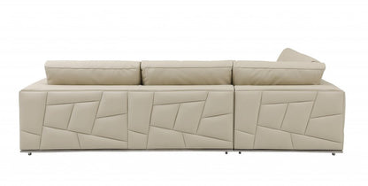 Beige Italian Leather Reclining L Shaped Two Piece Corner Sectional HomeRoots