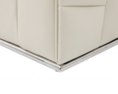 Beige Italian Leather Reclining L Shaped Two Piece Corner Sectional HomeRoots