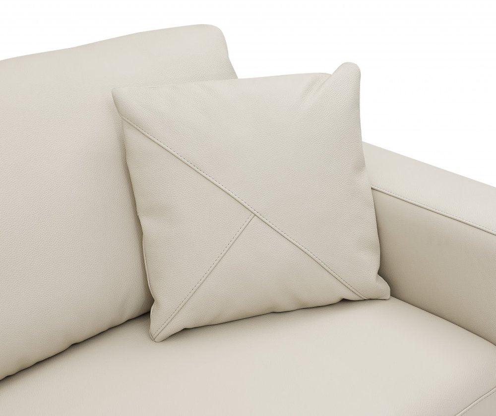 Beige Italian Leather Reclining L Shaped Two Piece Corner Sectional HomeRoots