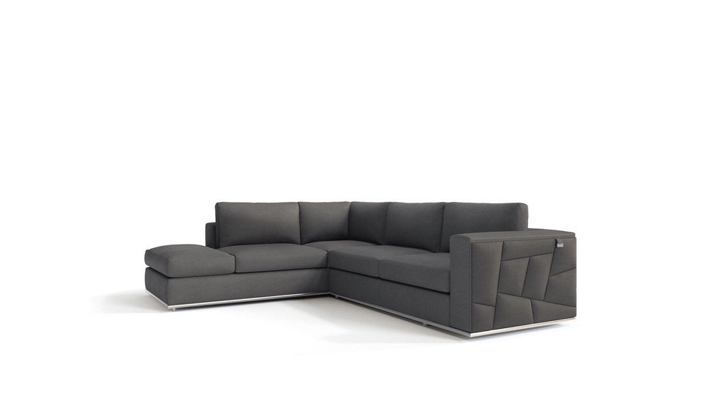 Dark Gray Italian Leather L Shaped Two Piece Corner Sectional HomeRoots