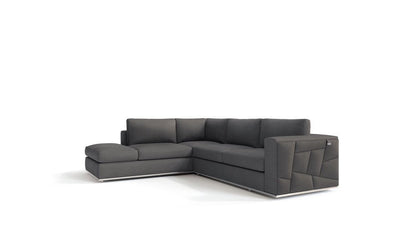 Dark Gray Italian Leather L Shaped Two Piece Corner Sectional HomeRoots