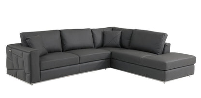 Dark Gray Italian Leather L Shaped Two Piece Corner Sectional HomeRoots