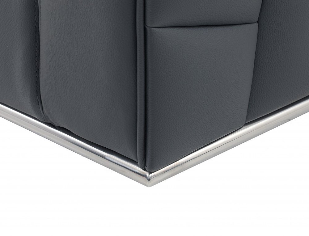 Dark Gray Italian Leather L Shaped Two Piece Corner Sectional HomeRoots