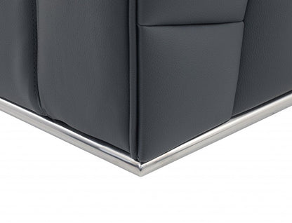 Dark Gray Italian Leather L Shaped Two Piece Corner Sectional HomeRoots