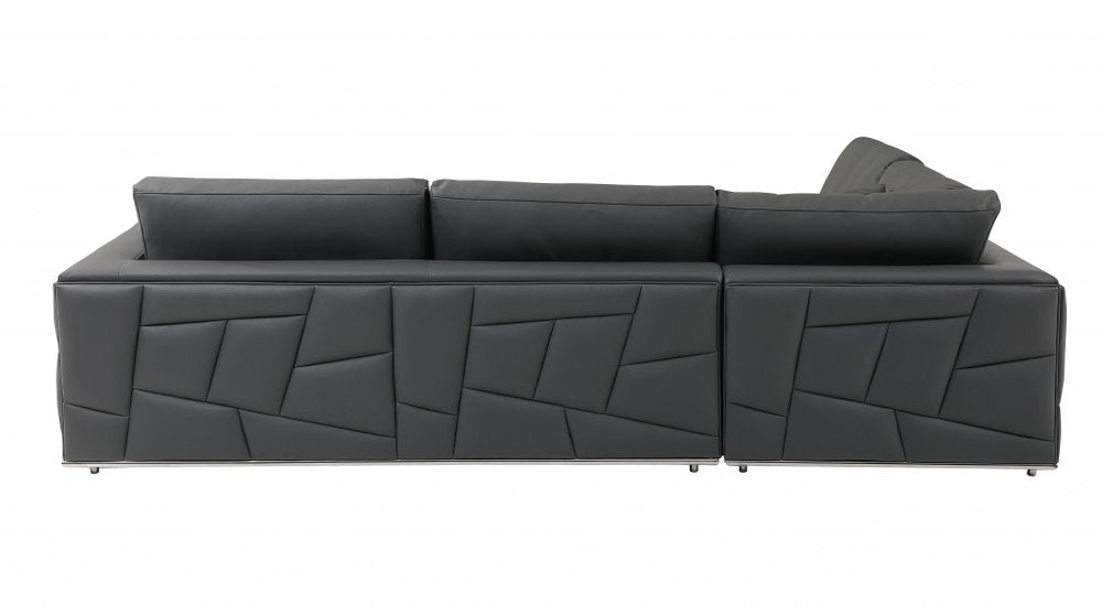 Dark Gray Italian Leather L Shaped Two Piece Corner Sectional HomeRoots