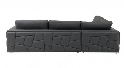 Dark Gray Italian Leather L Shaped Two Piece Corner Sectional HomeRoots